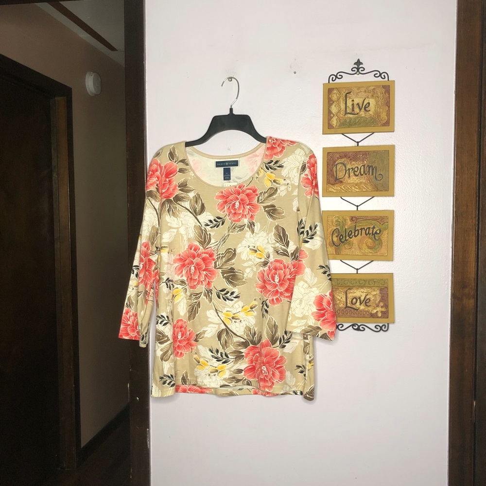 Karen Scott Long sleeve Floral top - Picture 2 of 6